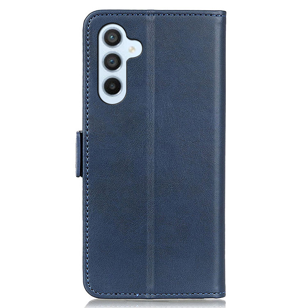 For Samsung Galaxy F34 5G / M34 5G Wallet Phone Case Cowhide Texture PU Leather Cover with Stand - Blue