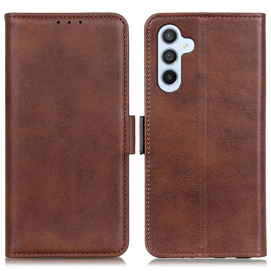 For Samsung Galaxy F34 5G / M34 5G Wallet Phone Case Cowhide Texture PU Leather Cover with Stand - Brown