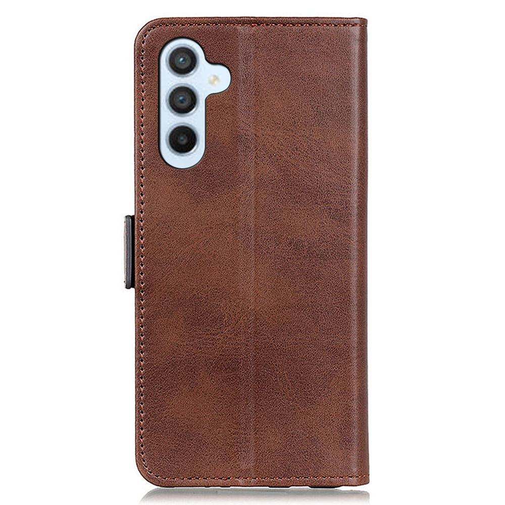 For Samsung Galaxy F34 5G / M34 5G Wallet Phone Case Cowhide Texture PU Leather Cover with Stand - Brown