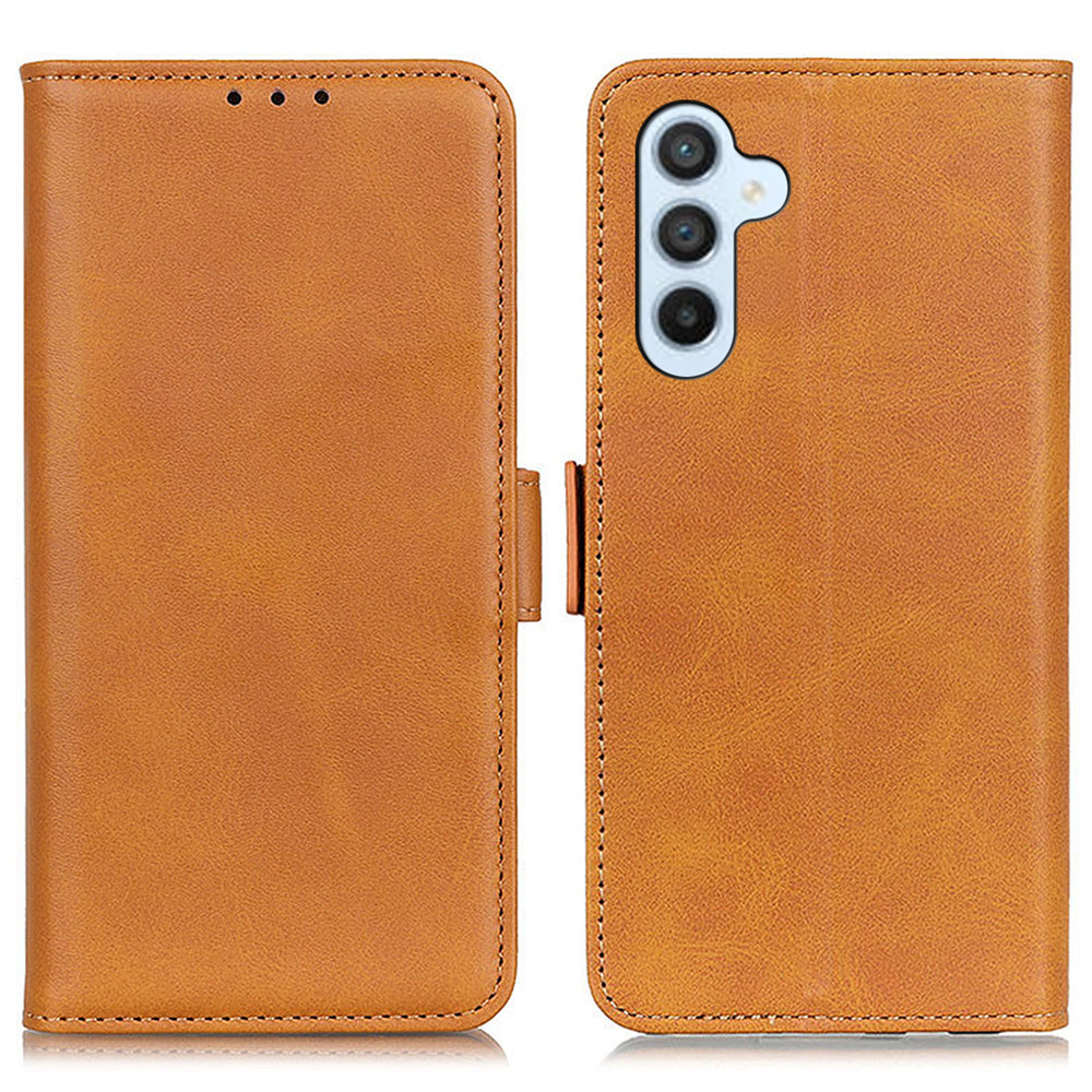 For Samsung Galaxy F34 5G / M34 5G Wallet Phone Case Cowhide Texture PU Leather Cover with Stand - Yellow