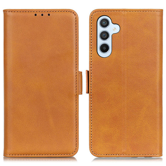 For Samsung Galaxy F34 5G / M34 5G Wallet Phone Case Cowhide Texture PU Leather Cover with Stand - Yellow