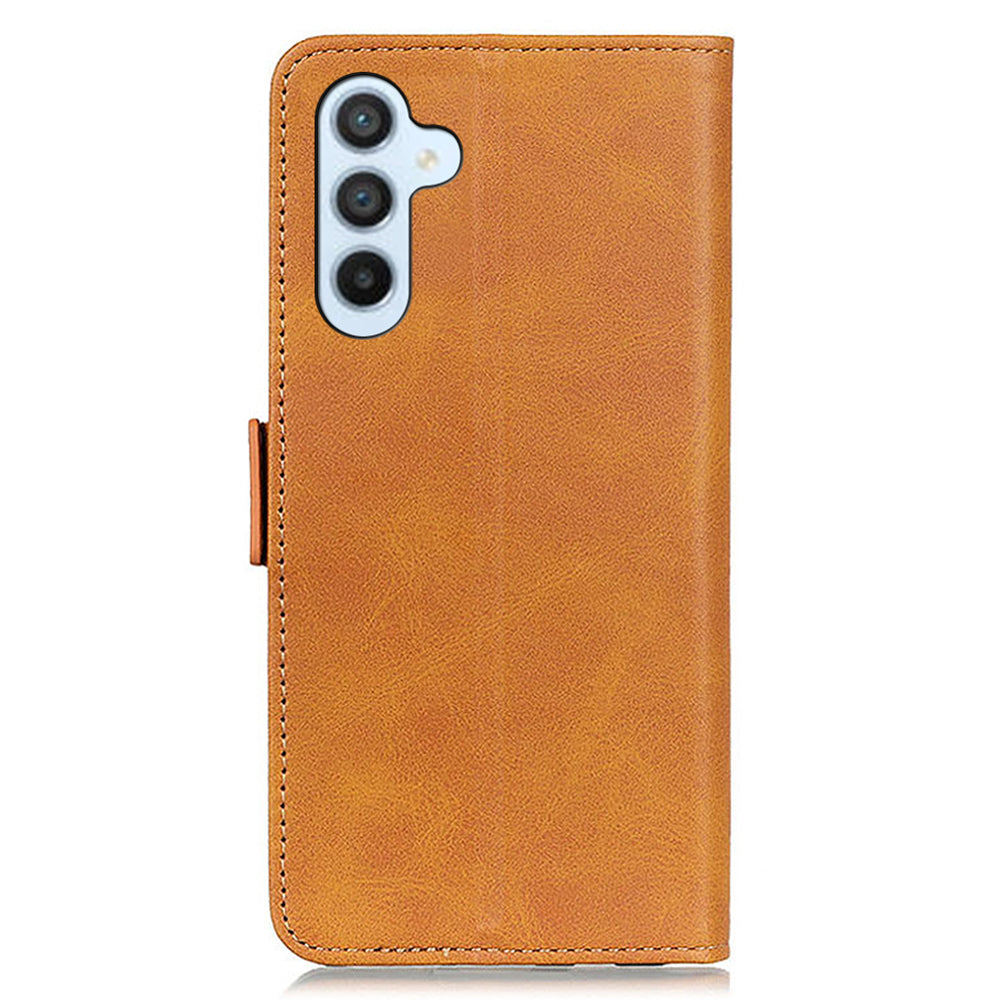 For Samsung Galaxy F34 5G / M34 5G Wallet Phone Case Cowhide Texture PU Leather Cover with Stand - Yellow