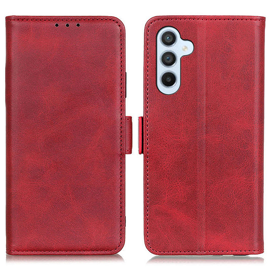 For Samsung Galaxy F34 5G / M34 5G Wallet Phone Case Cowhide Texture PU Leather Cover with Stand - Red
