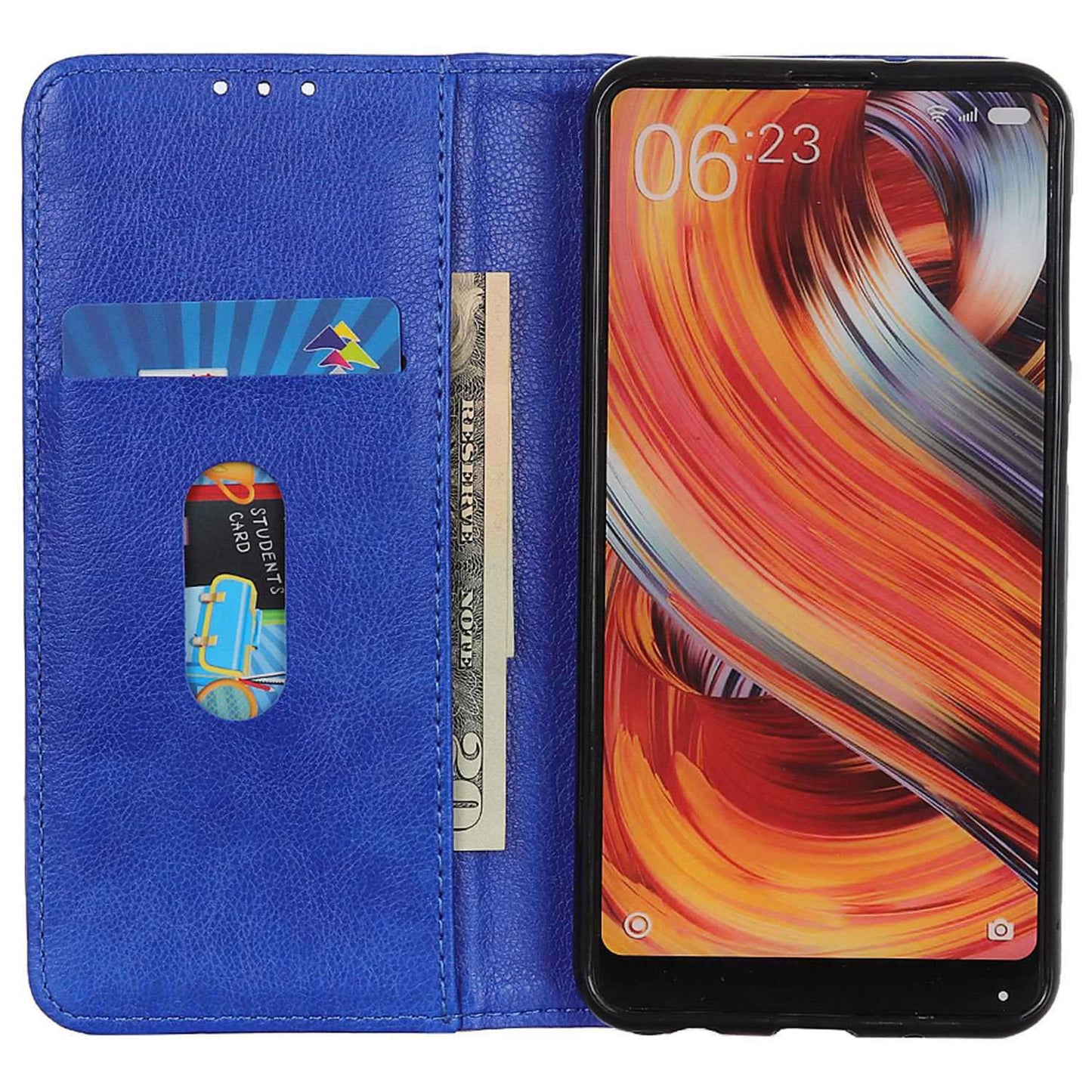 For Samsung Galaxy F34 5G / M34 5G Split Leather Wallet Phone Case Litchi Texture Stand Phone Cover - Blue