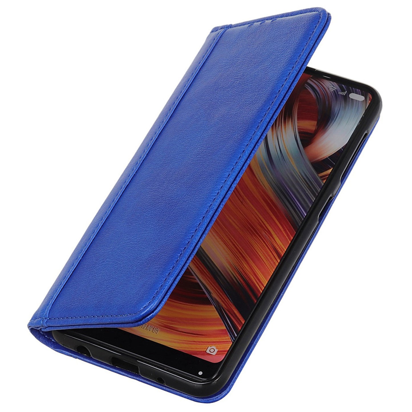 For Samsung Galaxy F34 5G / M34 5G Split Leather Wallet Phone Case Litchi Texture Stand Phone Cover - Blue