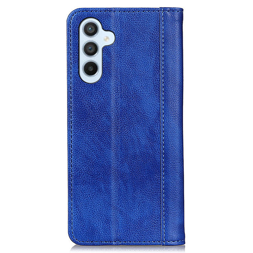For Samsung Galaxy F34 5G / M34 5G Split Leather Wallet Phone Case Litchi Texture Stand Phone Cover - Blue
