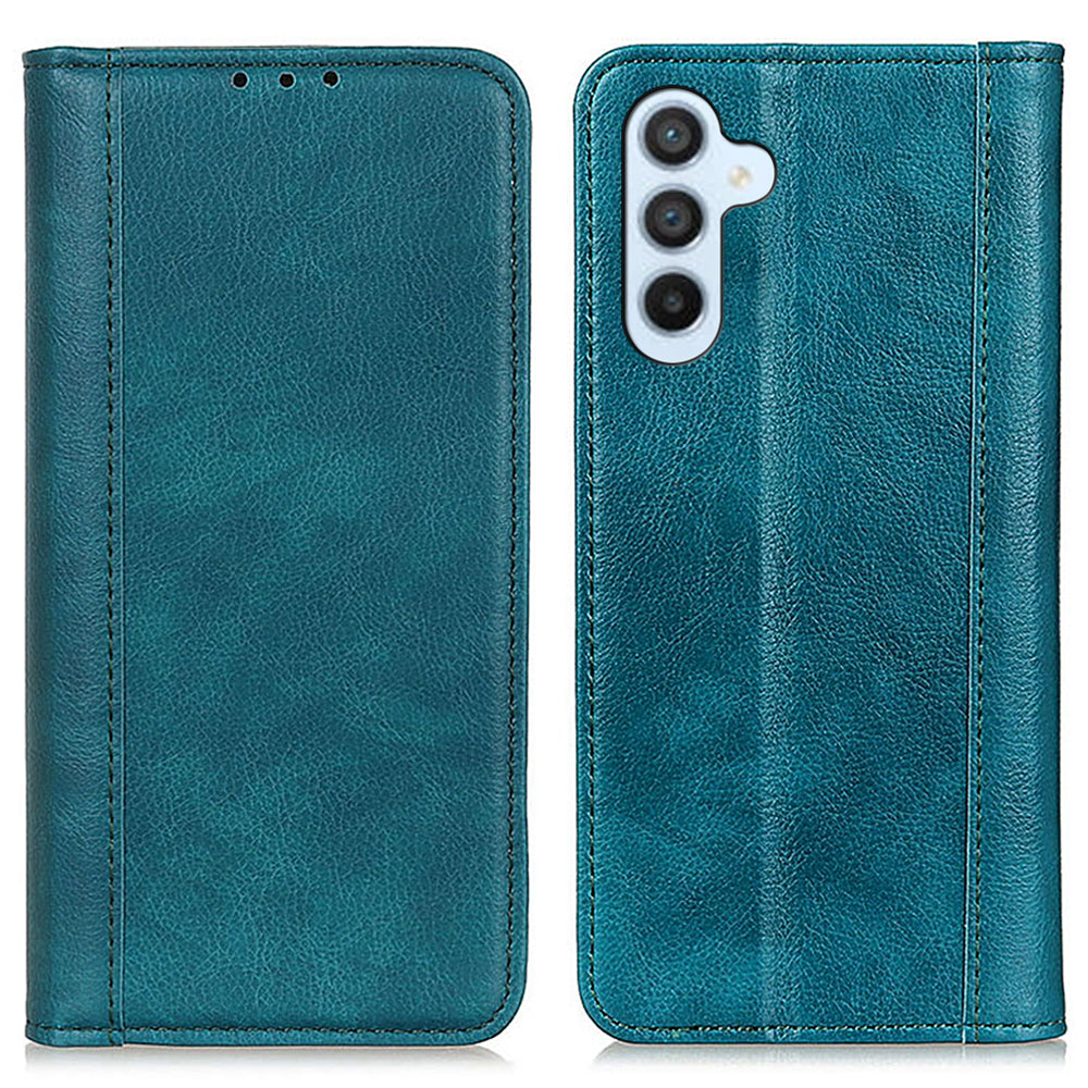 For Samsung Galaxy F34 5G / M34 5G Split Leather Wallet Phone Case Litchi Texture Stand Phone Cover - Green