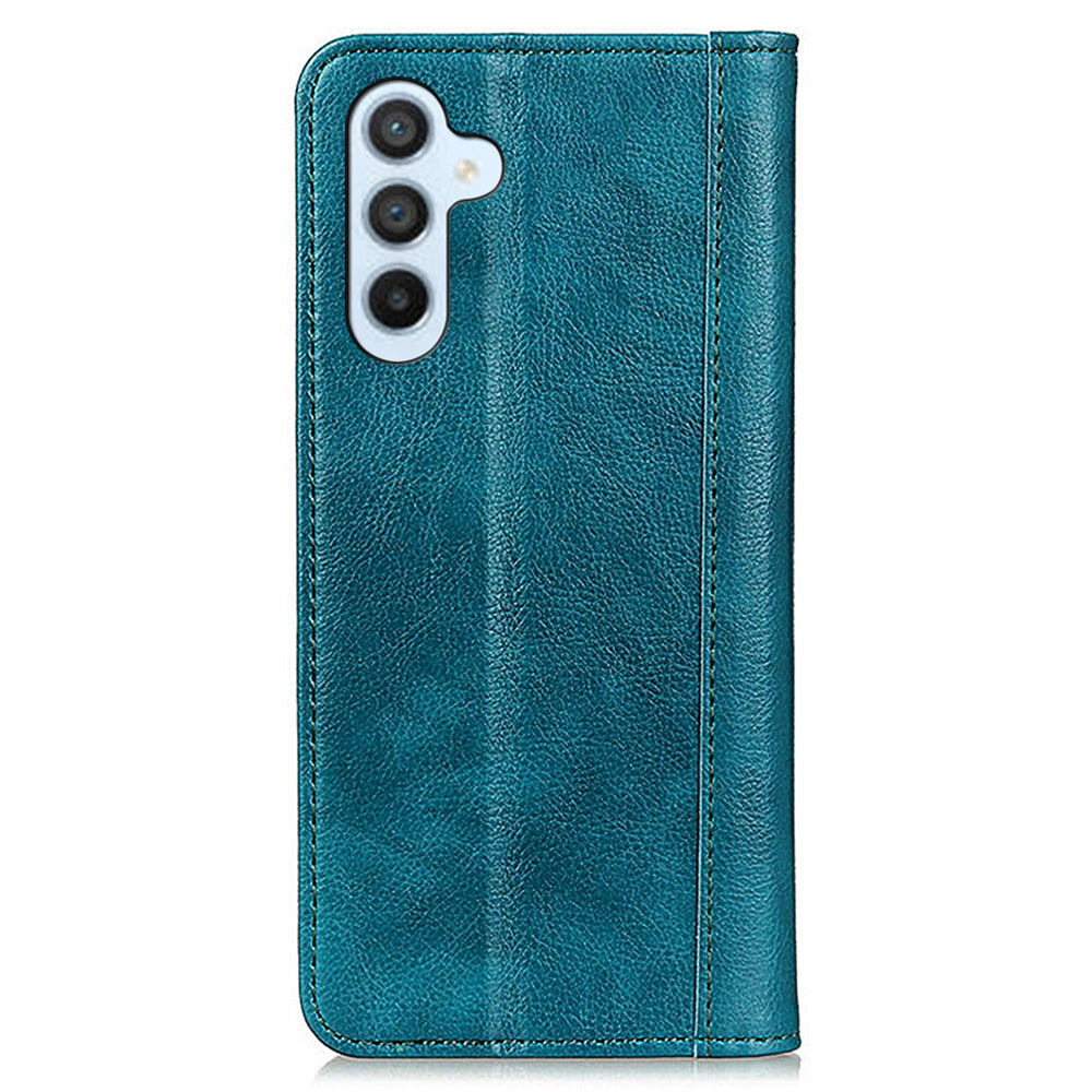 For Samsung Galaxy F34 5G / M34 5G Split Leather Wallet Phone Case Litchi Texture Stand Phone Cover - Green