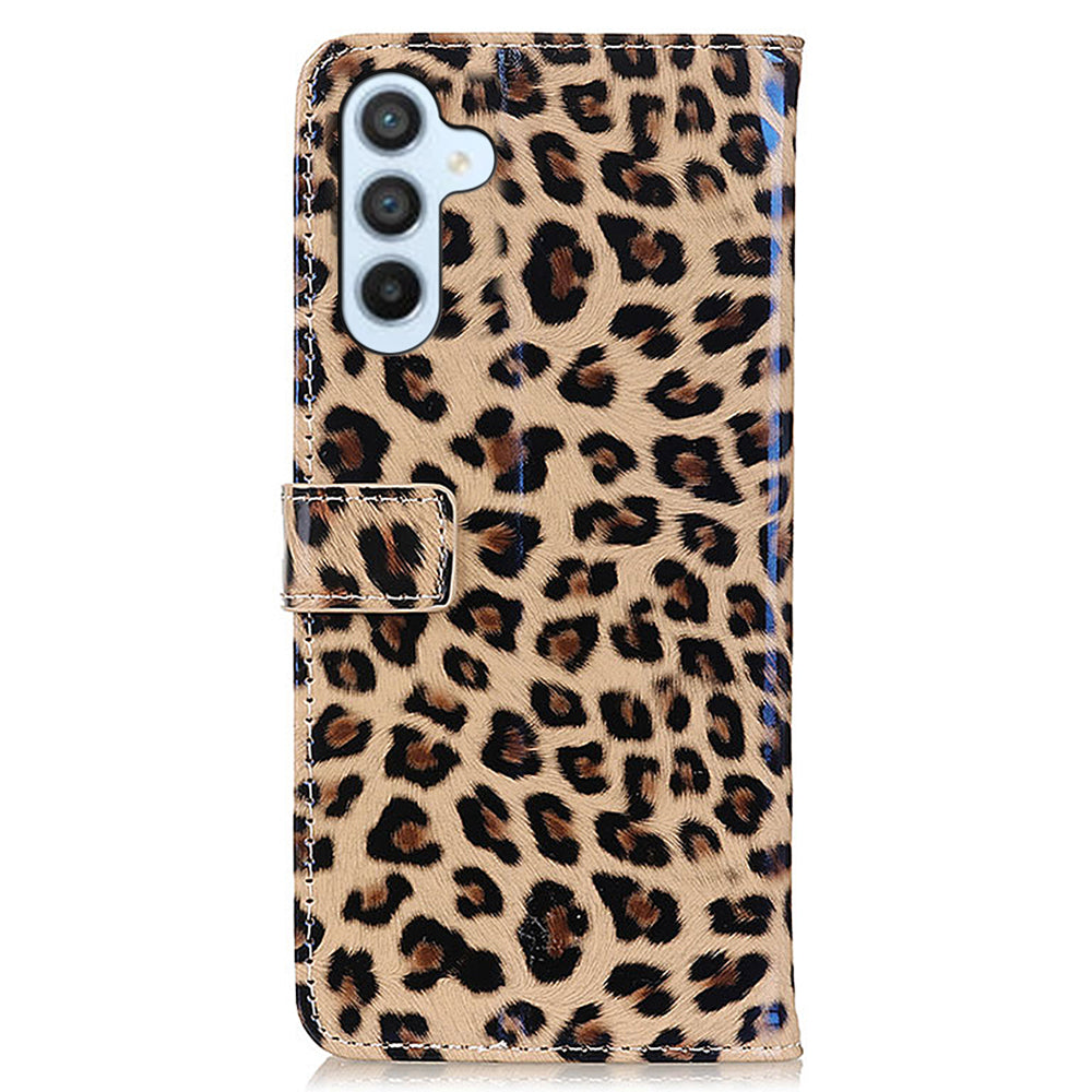 For Samsung Galaxy F34 5G / M34 5G Leopard Pattern Cell Phone Case Anti-Scratch PU Leather Stand Wallet Phone Cover