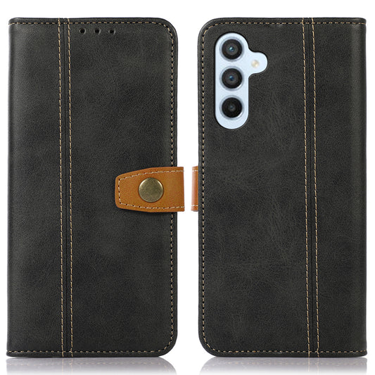 For Samsung Galaxy F34 5G / M34 5G Wallet Stand Protective Phone Case Calf Texture Phone Leather Cover - Black