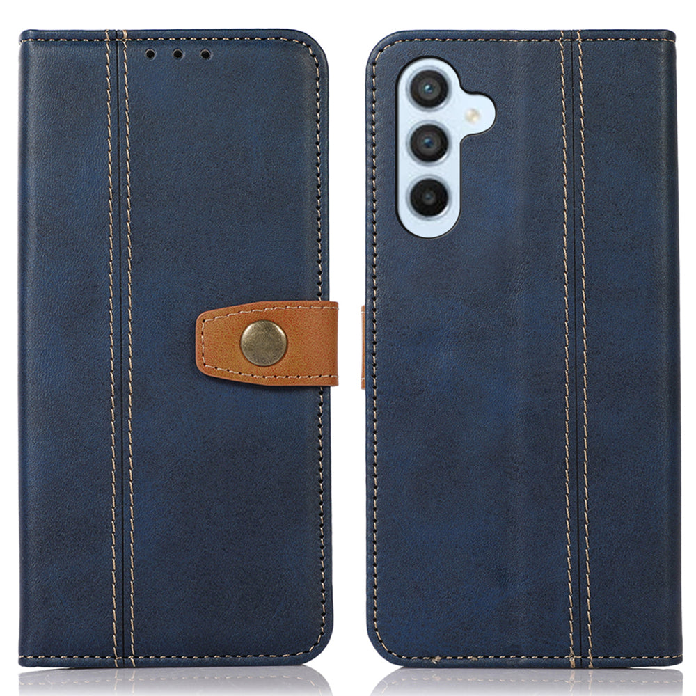 For Samsung Galaxy F34 5G / M34 5G Wallet Stand Protective Phone Case Calf Texture Phone Leather Cover - Sapphire