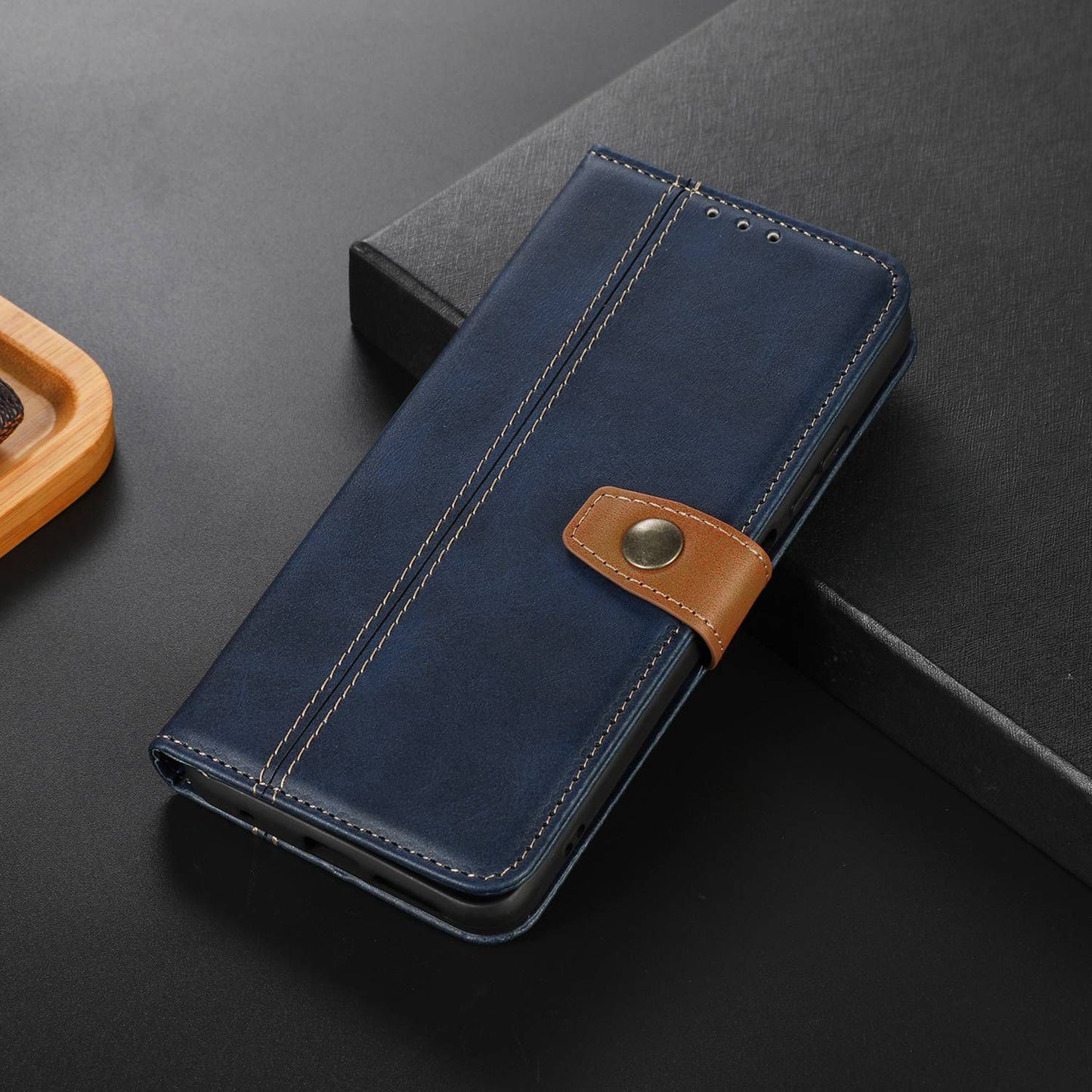 For Samsung Galaxy F34 5G / M34 5G Wallet Stand Protective Phone Case Calf Texture Phone Leather Cover - Sapphire