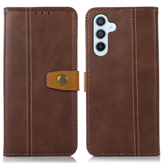 For Samsung Galaxy F34 5G / M34 5G Wallet Stand Protective Phone Case Calf Texture Phone Leather Cover - Coffee