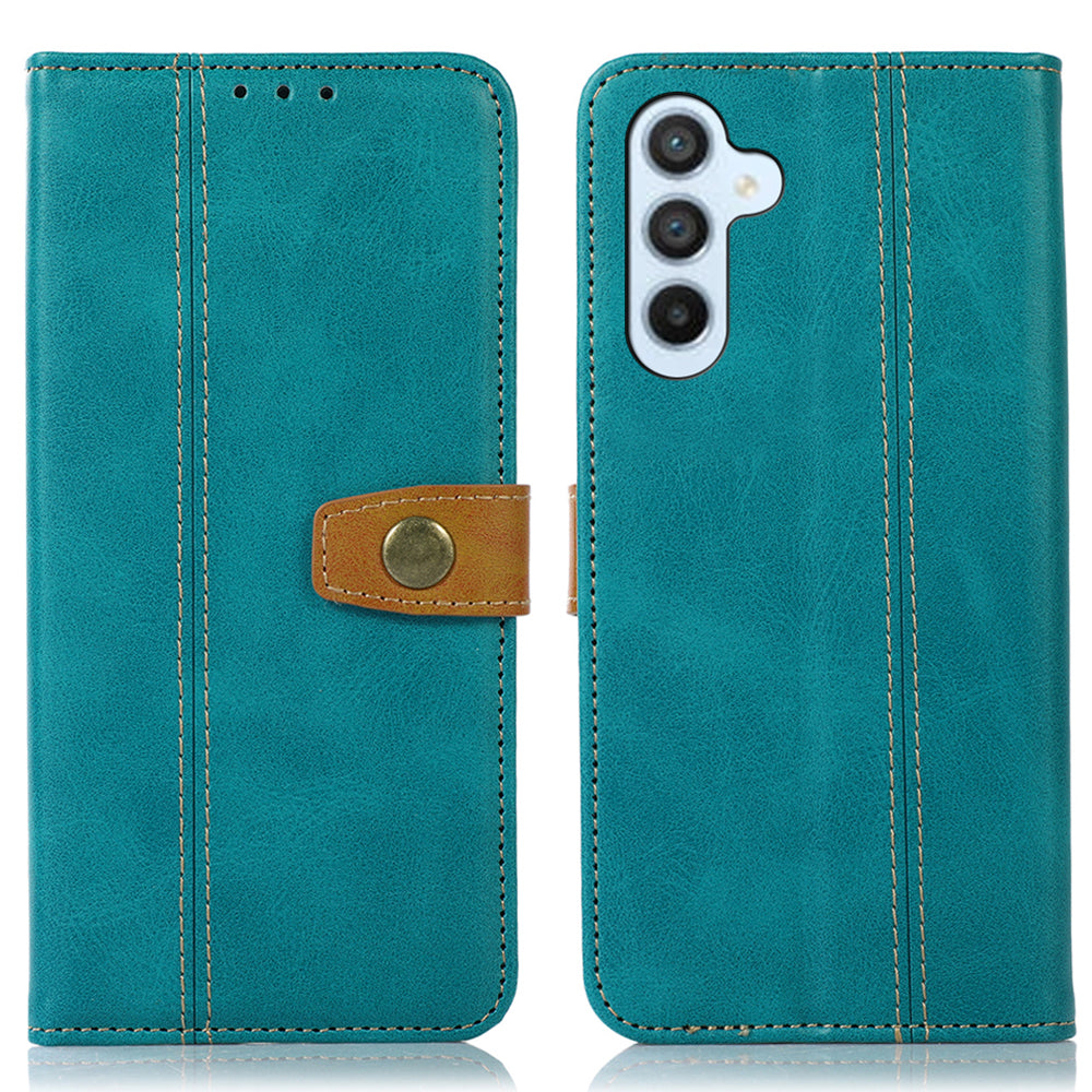 For Samsung Galaxy F34 5G / M34 5G Wallet Stand Protective Phone Case Calf Texture Phone Leather Cover - Light Green