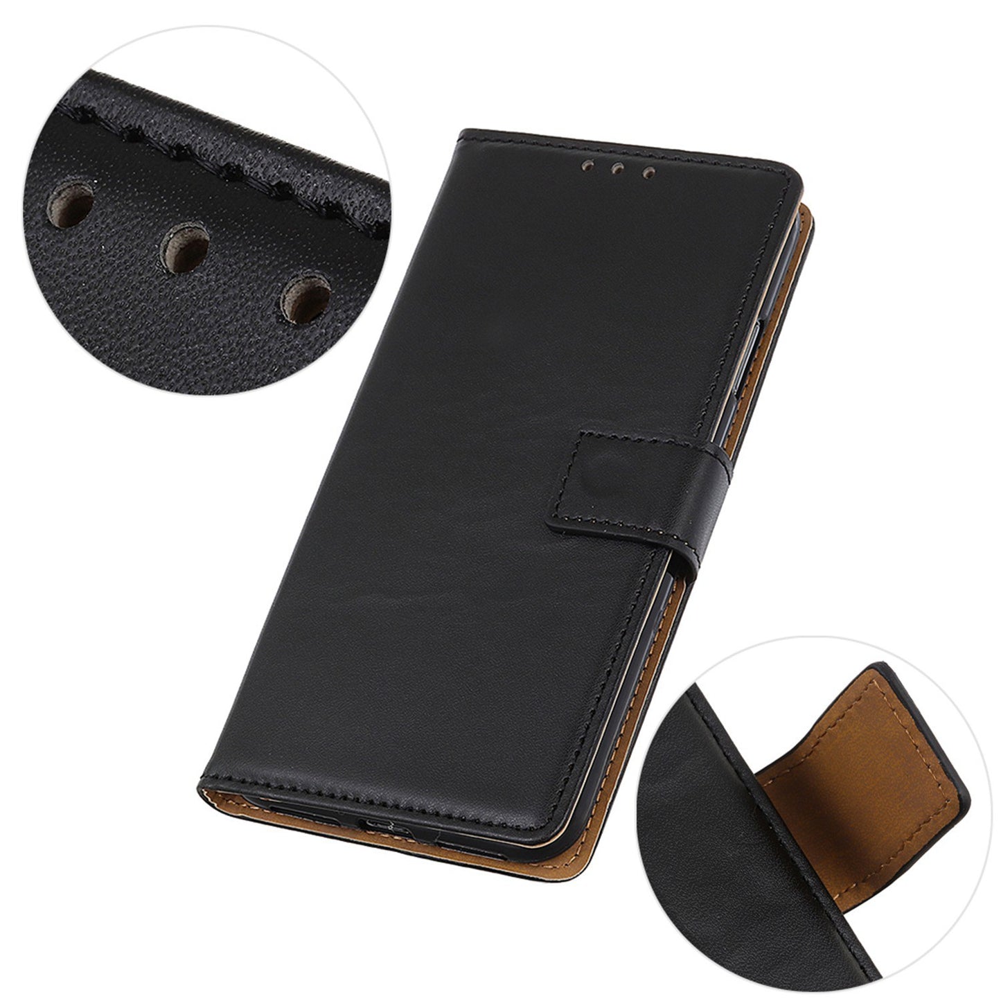 For Samsung Galaxy F34 5G / M34 5G Textured PU Leather Case Wallet Stand Drop-proof Protective Phone Cover - Black
