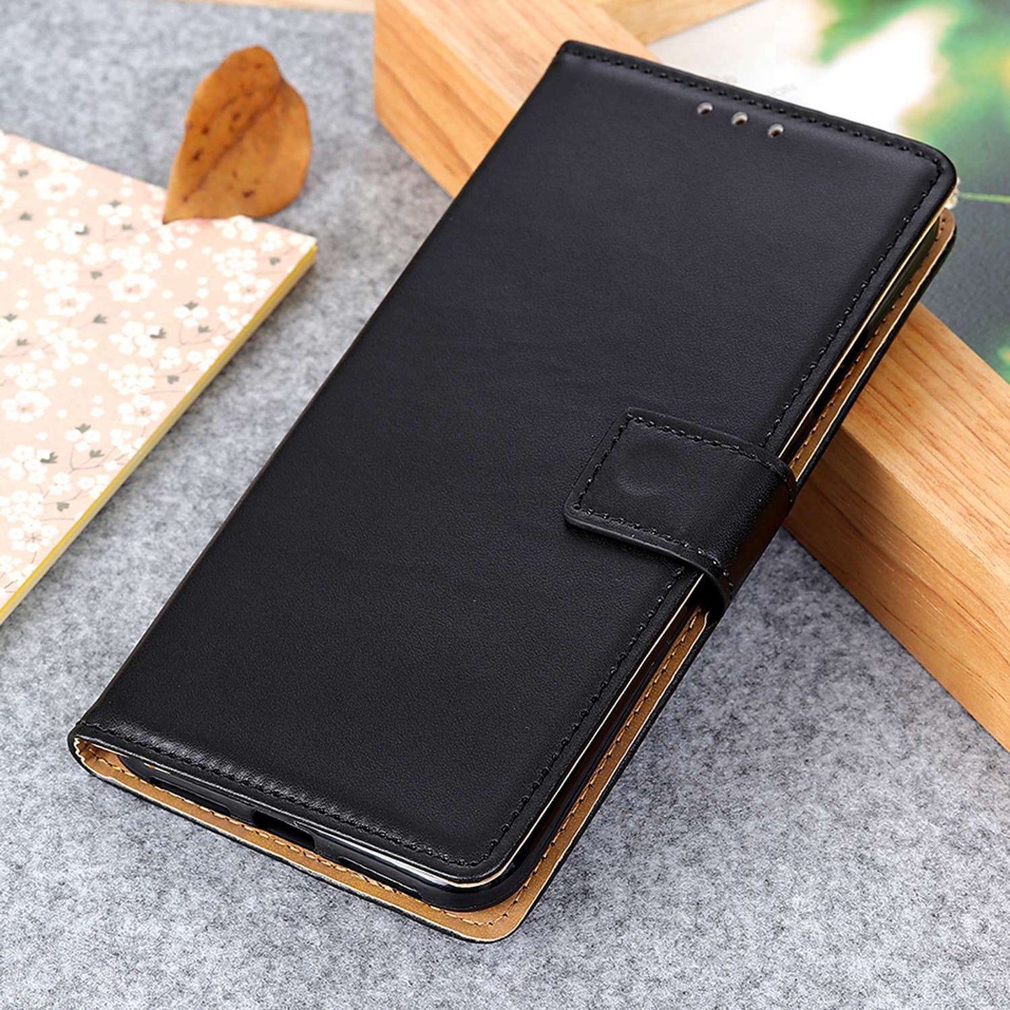 For Samsung Galaxy F34 5G / M34 5G Textured PU Leather Case Wallet Stand Drop-proof Protective Phone Cover - Black