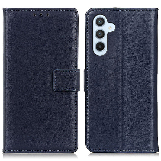 For Samsung Galaxy F34 5G / M34 5G Textured PU Leather Case Wallet Stand Drop-proof Protective Phone Cover - Blue