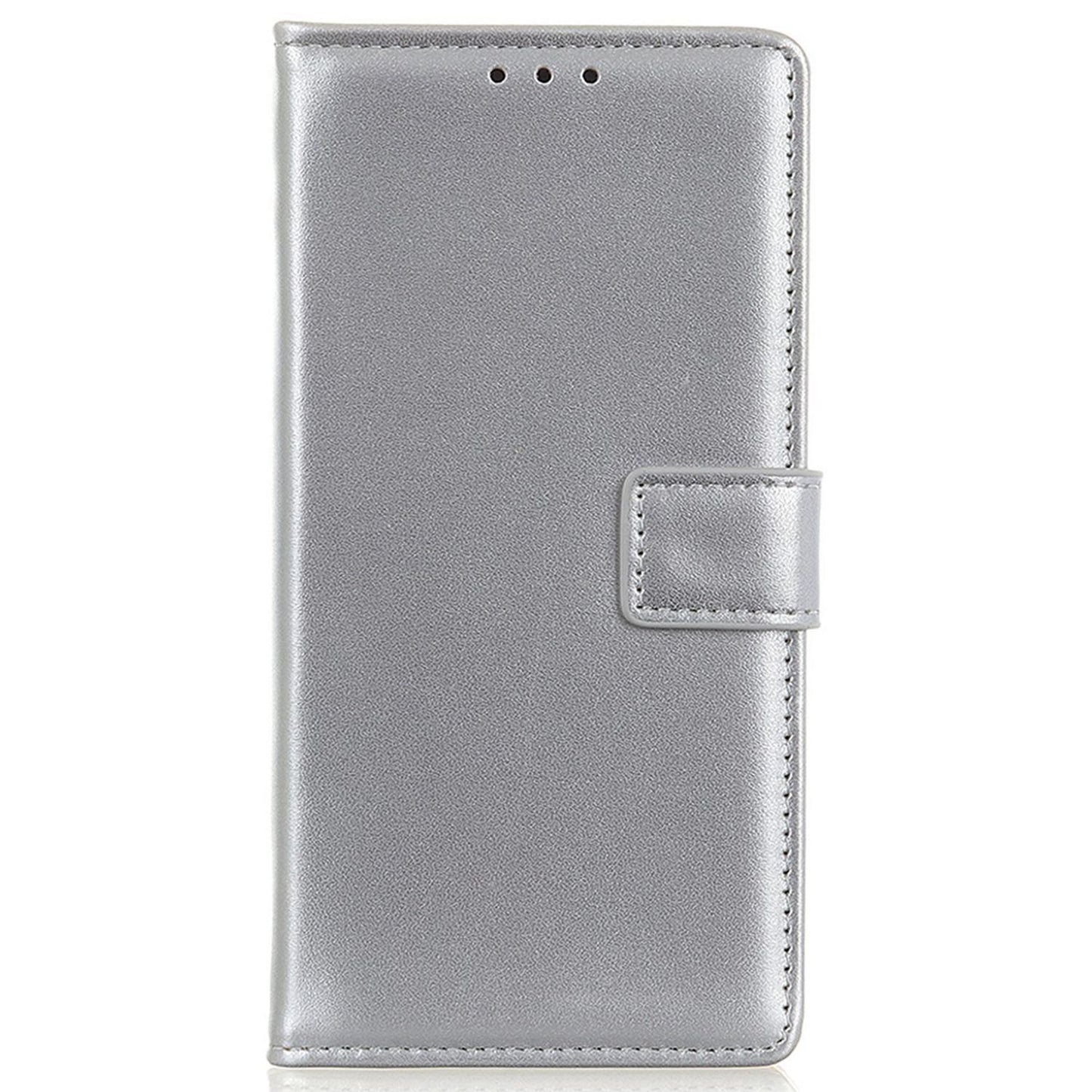 For Samsung Galaxy F34 5G / M34 5G Textured PU Leather Case Wallet Stand Drop-proof Protective Phone Cover - Silver