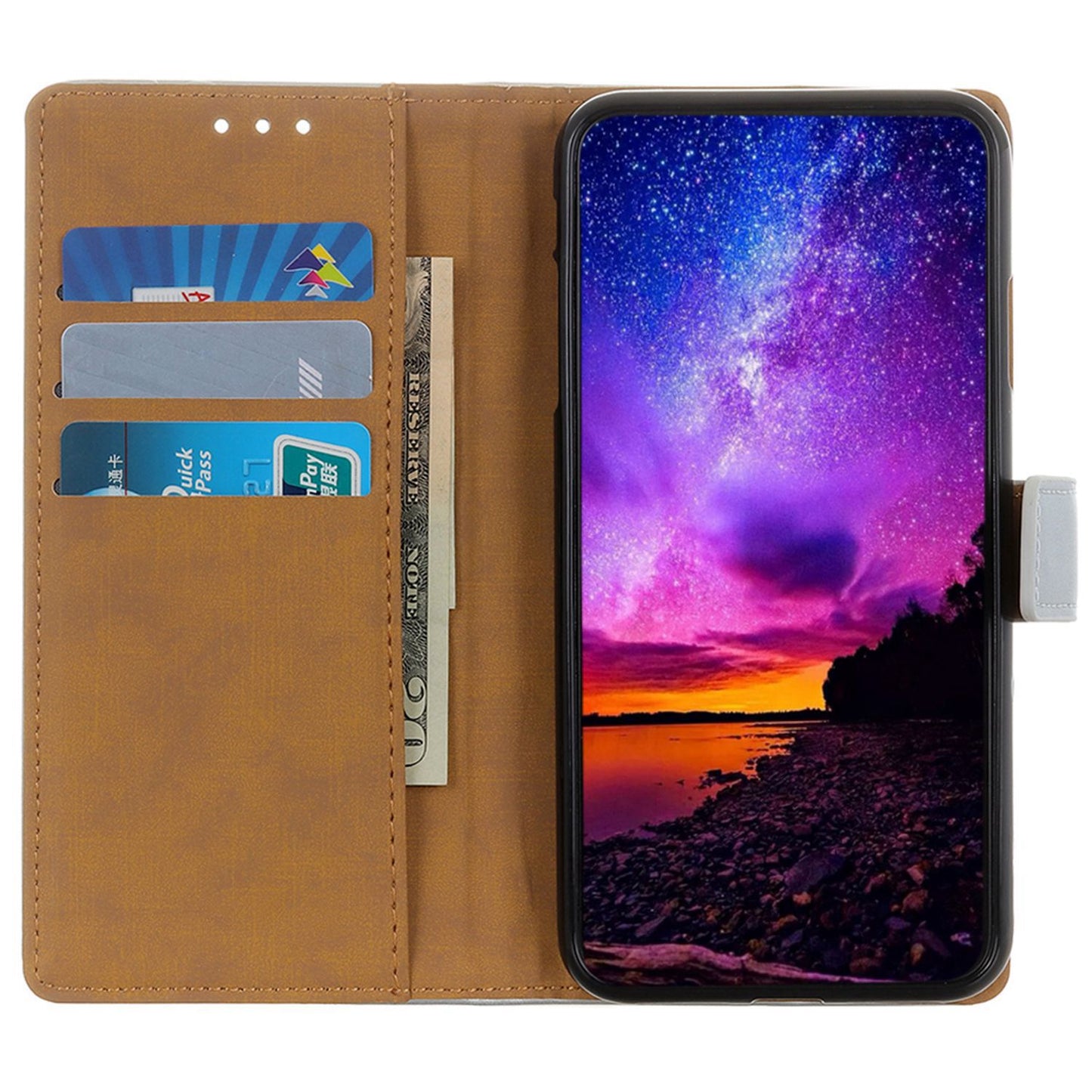 For Samsung Galaxy F34 5G / M34 5G Textured PU Leather Case Wallet Stand Drop-proof Protective Phone Cover - Purple