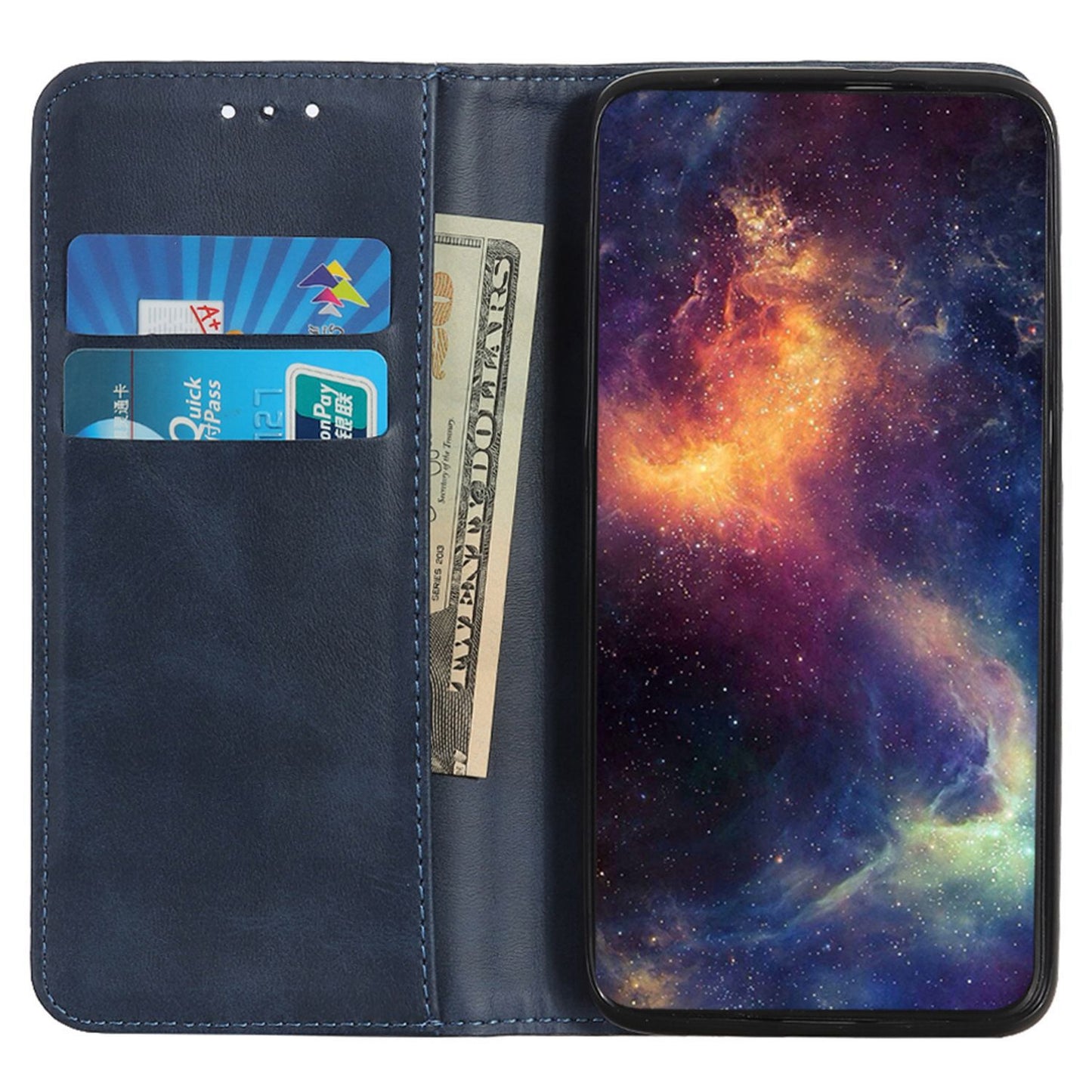 For Samsung Galaxy F34 5G / M34 5G Split Leather Case Phone Cover with Wallet Stand - Blue