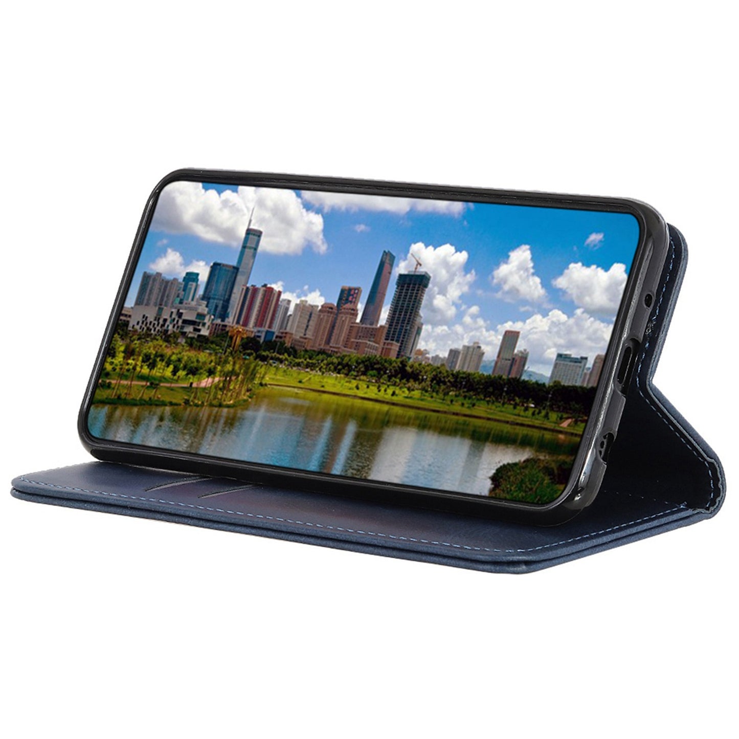 For Samsung Galaxy F34 5G / M34 5G Split Leather Case Phone Cover with Wallet Stand - Blue