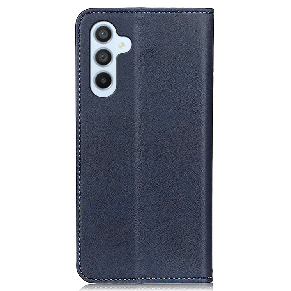 For Samsung Galaxy F34 5G / M34 5G Split Leather Case Phone Cover with Wallet Stand - Blue