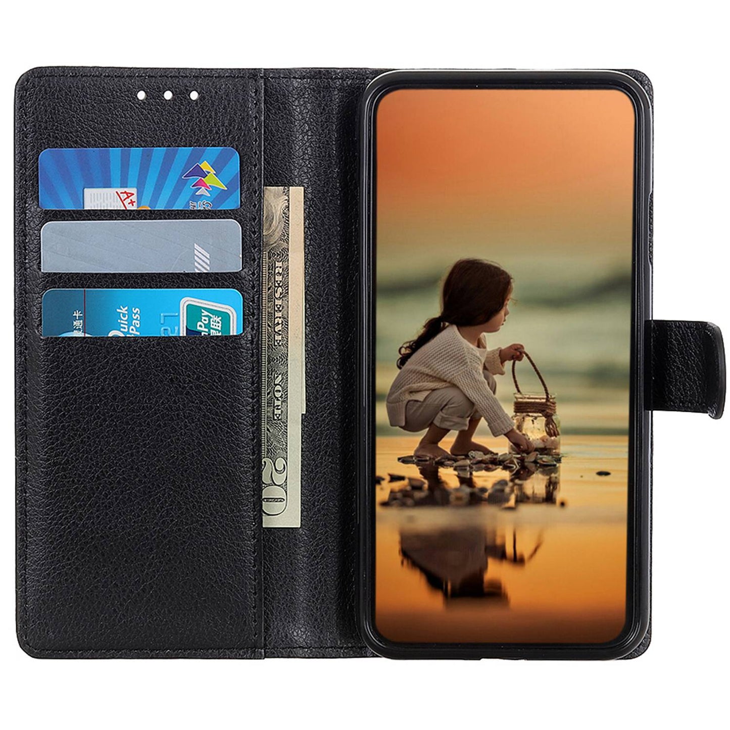 For Samsung Galaxy F34 5G / M34 5G Litchi Texture Leather Wallet Case Stand Protective Phone Cover - Black