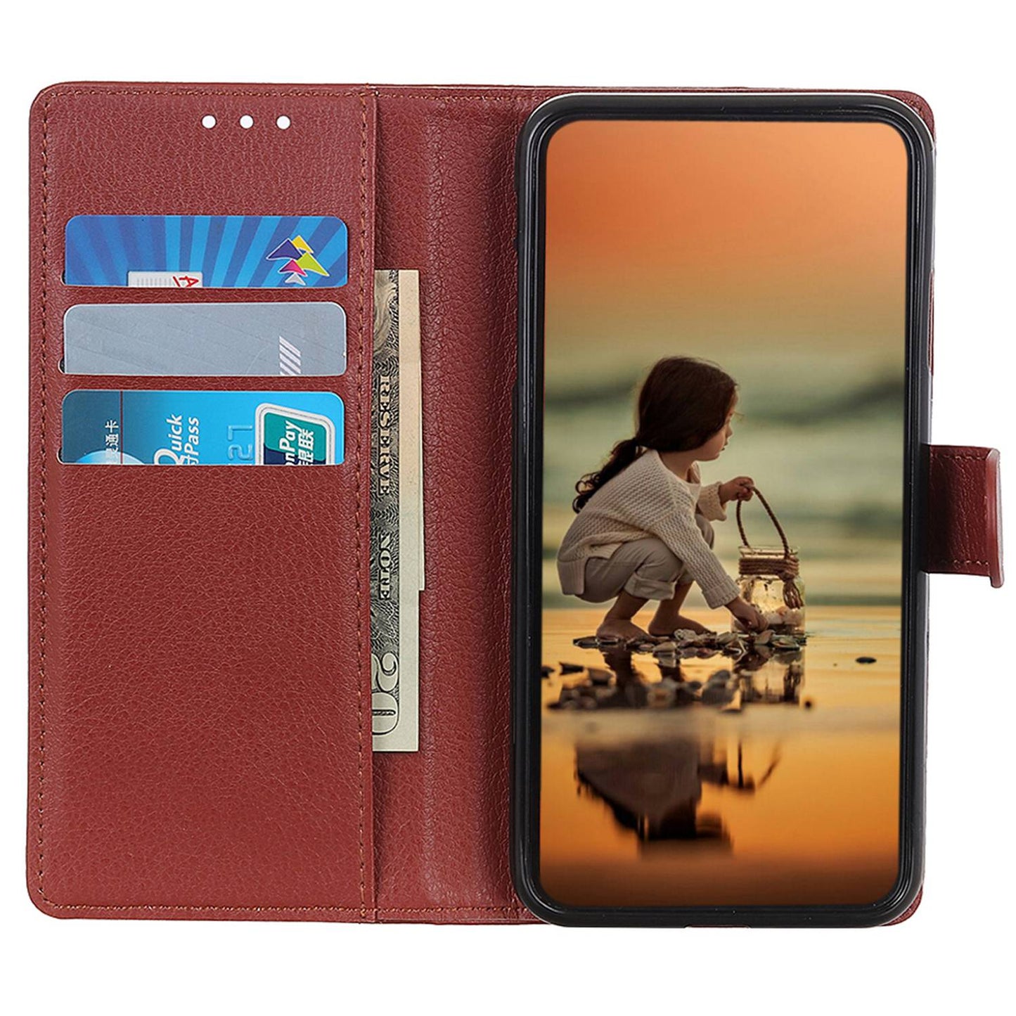 For Samsung Galaxy F34 5G / M34 5G Litchi Texture Leather Wallet Case Stand Protective Phone Cover - Brown