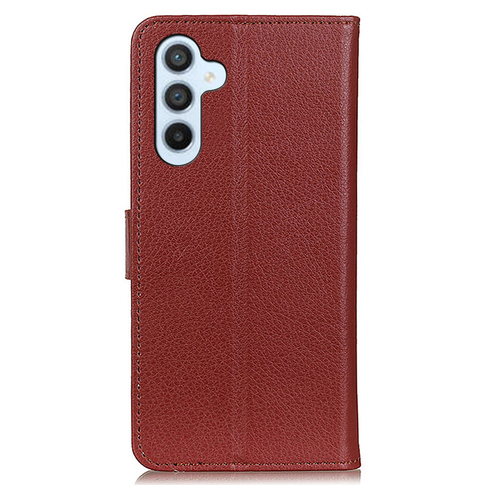 For Samsung Galaxy F34 5G / M34 5G Litchi Texture Leather Wallet Case Stand Protective Phone Cover - Brown
