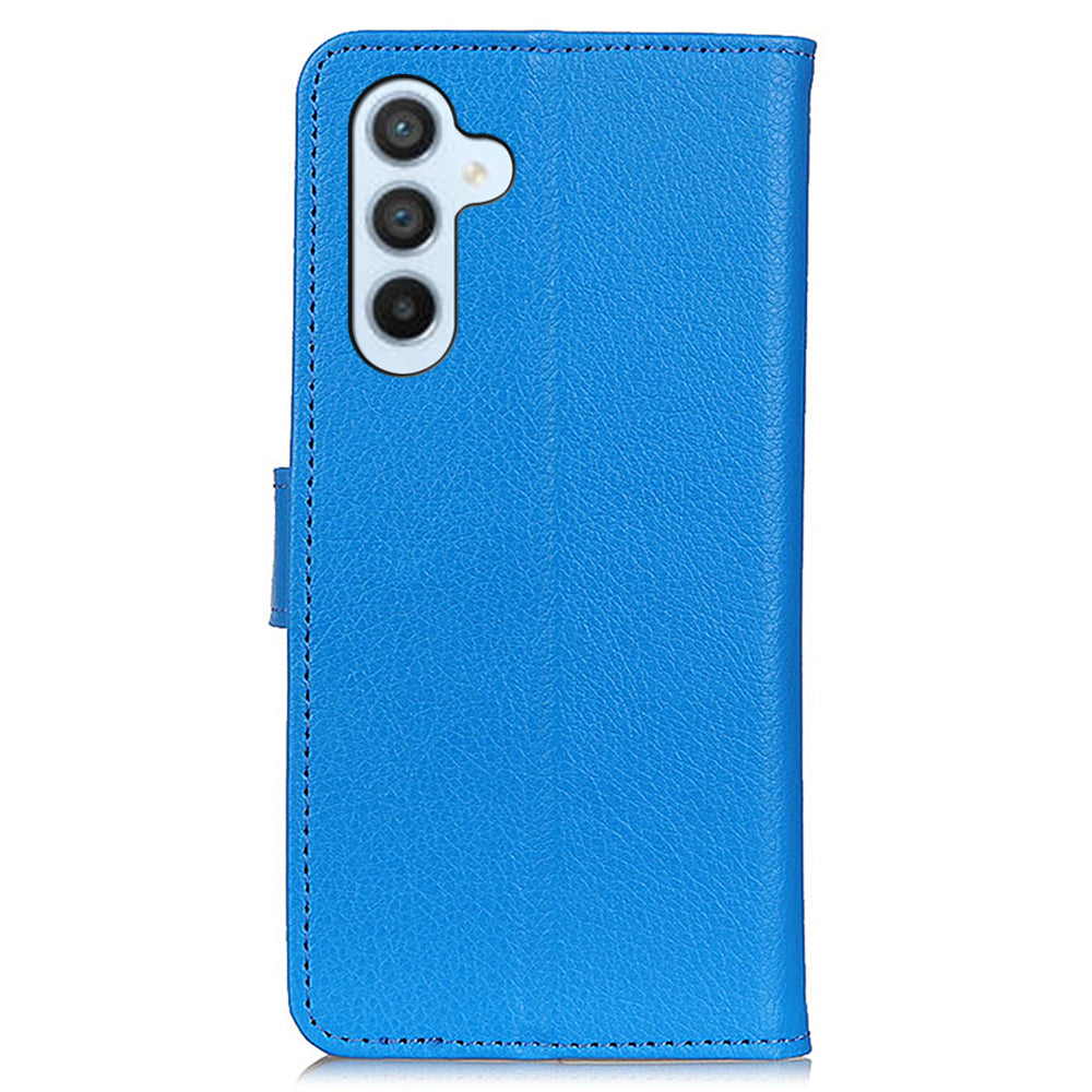 For Samsung Galaxy F34 5G / M34 5G Litchi Texture Leather Wallet Case Stand Protective Phone Cover - Blue