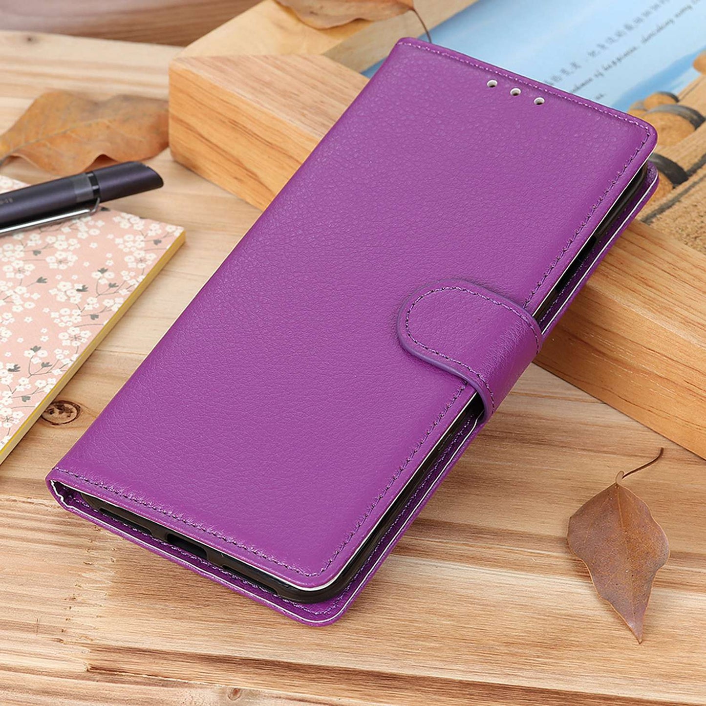 For Samsung Galaxy F34 5G / M34 5G Litchi Texture Leather Wallet Case Stand Protective Phone Cover - Purple