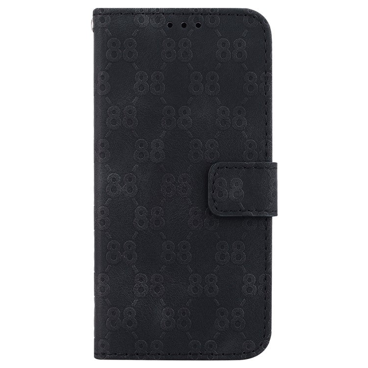 For Honor X9 4G / X9 5G Double 8-Shape Imprint Leather Shell Anti-fall Wallet Stand Phone Cover - Black