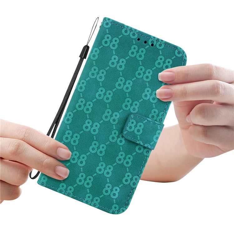 For Honor X9 4G / X9 5G Double 8-Shape Imprint Leather Shell Anti-fall Wallet Stand Phone Cover - Green