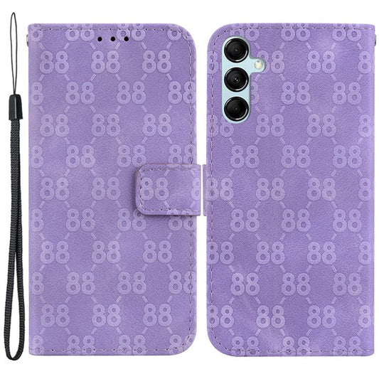Wallet Phone Case for Samsung Galaxy M54 5G / F54 5G Anti-Drop Double 8-Shape Imprinted PU Leather Flip Cover - Purple