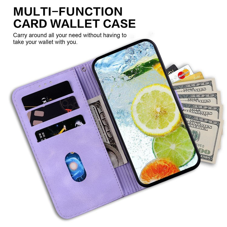Wallet Phone Case for Samsung Galaxy M54 5G / F54 5G Anti-Drop Double 8-Shape Imprinted PU Leather Flip Cover - Purple