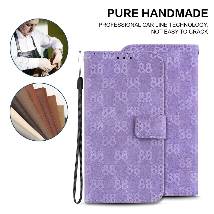 Wallet Phone Case for Samsung Galaxy M54 5G / F54 5G Anti-Drop Double 8-Shape Imprinted PU Leather Flip Cover - Purple