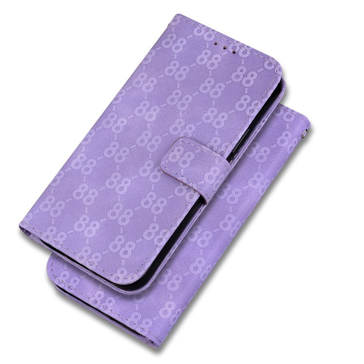 Wallet Phone Case for Samsung Galaxy M54 5G / F54 5G Anti-Drop Double 8-Shape Imprinted PU Leather Flip Cover - Purple