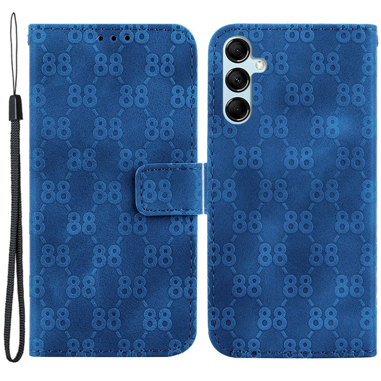 Wallet Phone Case for Samsung Galaxy M54 5G / F54 5G Anti-Drop Double 8-Shape Imprinted PU Leather Flip Cover - Dark Blue