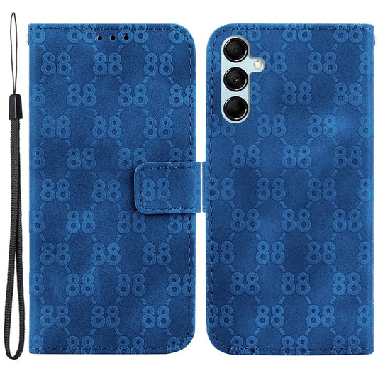 Wallet Phone Case for Samsung Galaxy M54 5G / F54 5G Anti-Drop Double 8-Shape Imprinted PU Leather Flip Cover - Dark Blue