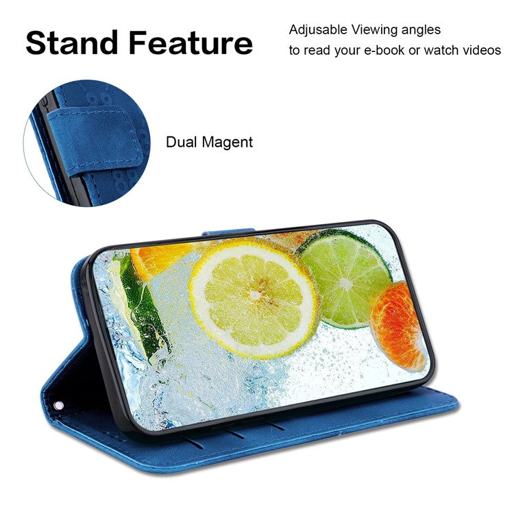 Wallet Phone Case for Samsung Galaxy M54 5G / F54 5G Anti-Drop Double 8-Shape Imprinted PU Leather Flip Cover - Dark Blue