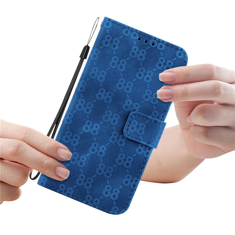 Wallet Phone Case for Samsung Galaxy M54 5G / F54 5G Anti-Drop Double 8-Shape Imprinted PU Leather Flip Cover - Dark Blue