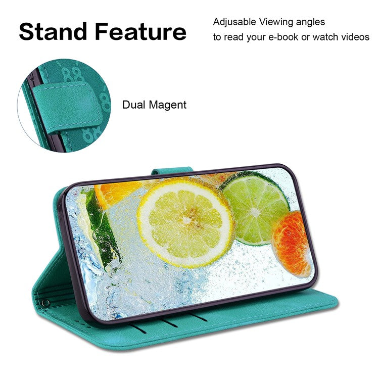 Wallet Phone Case for Samsung Galaxy M54 5G / F54 5G Anti-Drop Double 8-Shape Imprinted PU Leather Flip Cover - Green
