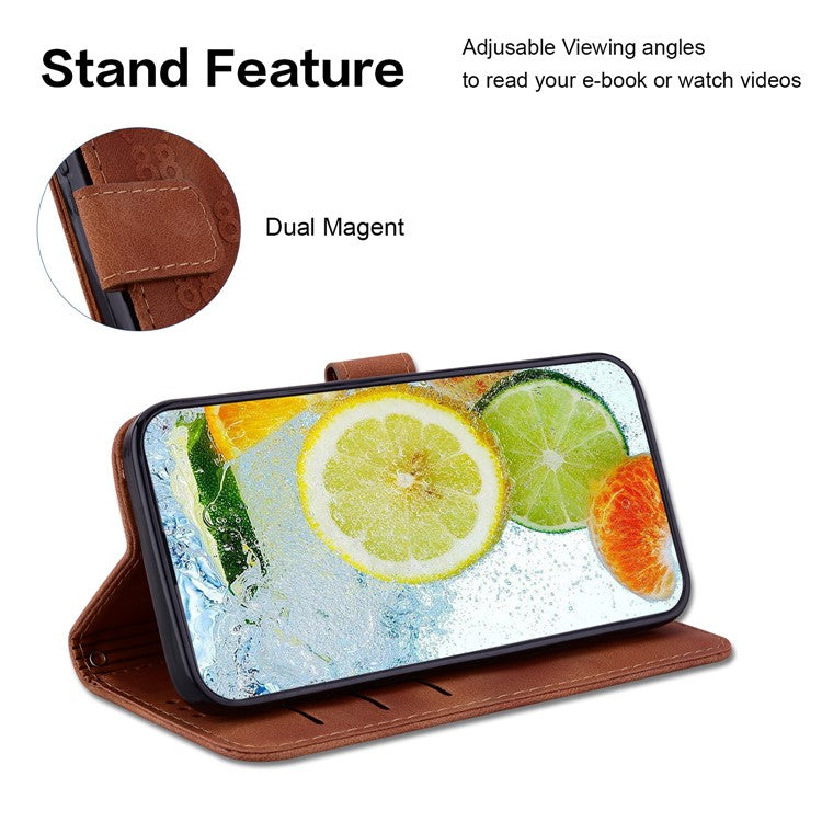 Wallet Phone Case for Samsung Galaxy M54 5G / F54 5G Anti-Drop Double 8-Shape Imprinted PU Leather Flip Cover - Brown