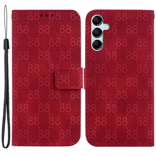 Wallet Phone Case for Samsung Galaxy M54 5G / F54 5G Anti-Drop Double 8-Shape Imprinted PU Leather Flip Cover - Red