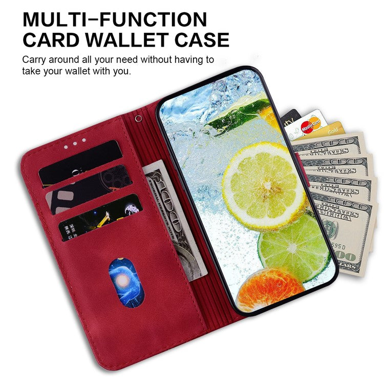 Wallet Phone Case for Samsung Galaxy M54 5G / F54 5G Anti-Drop Double 8-Shape Imprinted PU Leather Flip Cover - Red