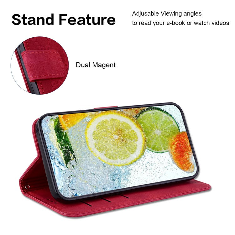 Wallet Phone Case for Samsung Galaxy M54 5G / F54 5G Anti-Drop Double 8-Shape Imprinted PU Leather Flip Cover - Red