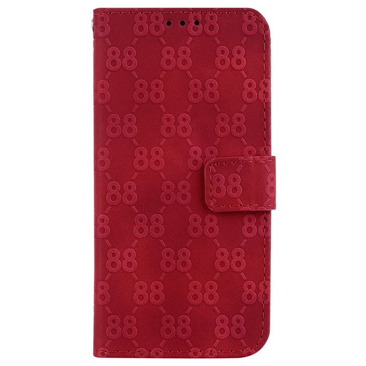 Wallet Phone Case for Samsung Galaxy M54 5G / F54 5G Anti-Drop Double 8-Shape Imprinted PU Leather Flip Cover - Red