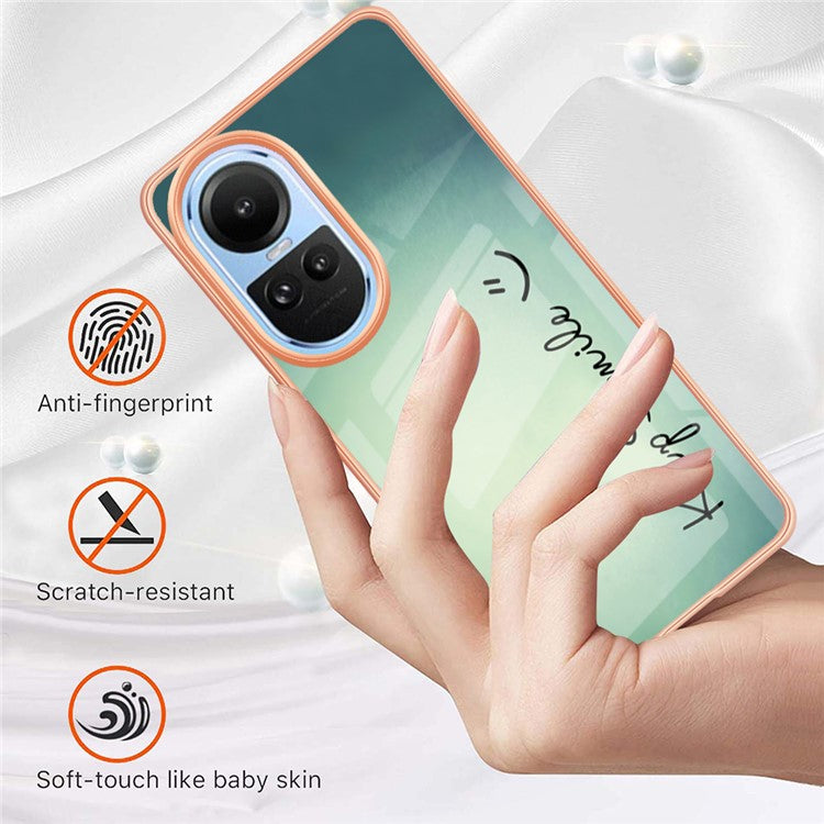 YB IMD Series-19 Style D Electroplating Cover for Oppo Reno10 5G (Global) IMD Pattern 2.0mm TPU Phone Case - Keep Smile
