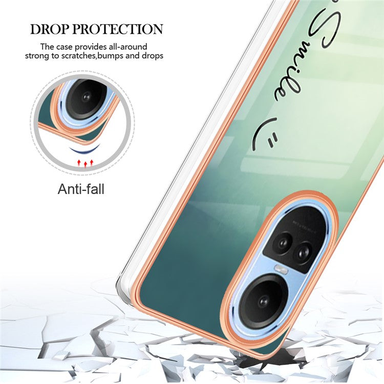 YB IMD Series-19 Style D Electroplating Cover for Oppo Reno10 5G (Global) IMD Pattern 2.0mm TPU Phone Case - Keep Smile
