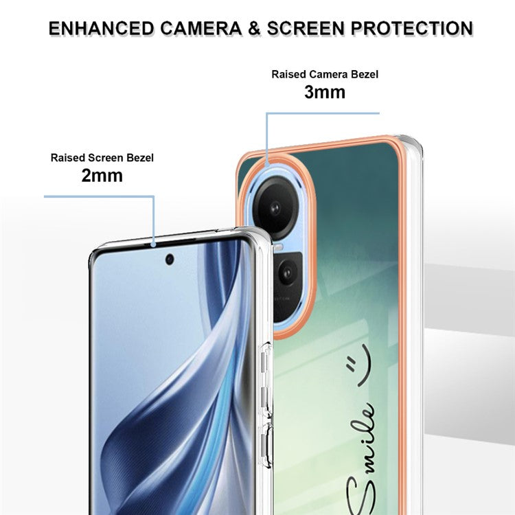 YB IMD Series-19 Style D Electroplating Cover for Oppo Reno10 5G (Global) IMD Pattern 2.0mm TPU Phone Case - Keep Smile